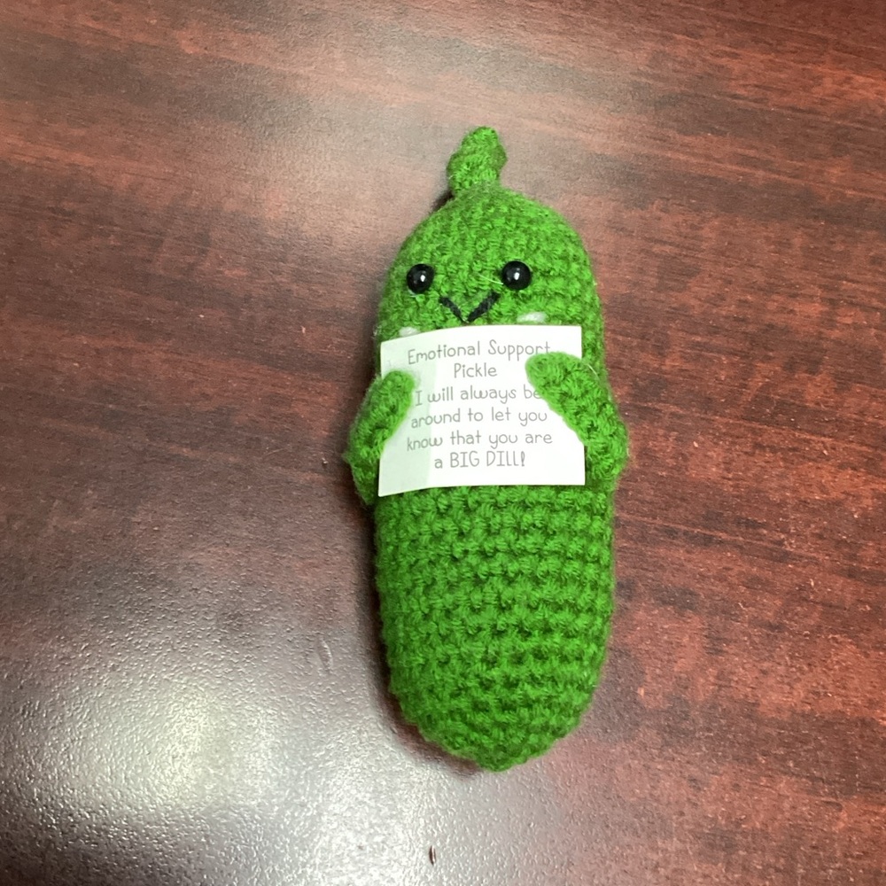 Green Crochet Pickle Toy for Small Pets